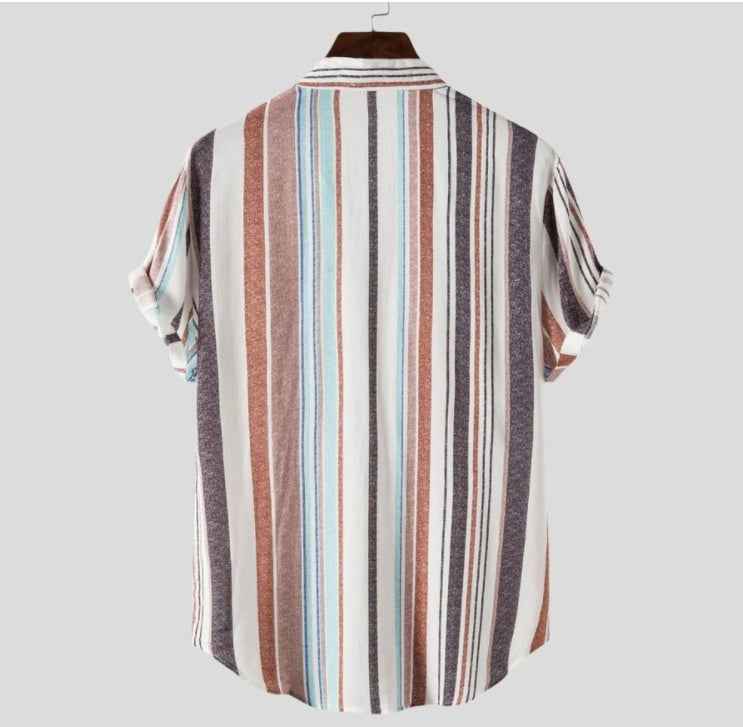 Grey Linen Floral Short Sleeve Casual Shirt for Men - Comfortable Summer Style