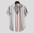 Grey Linen Floral Short Sleeve Casual Shirt for Men - Comfortable Summer Style