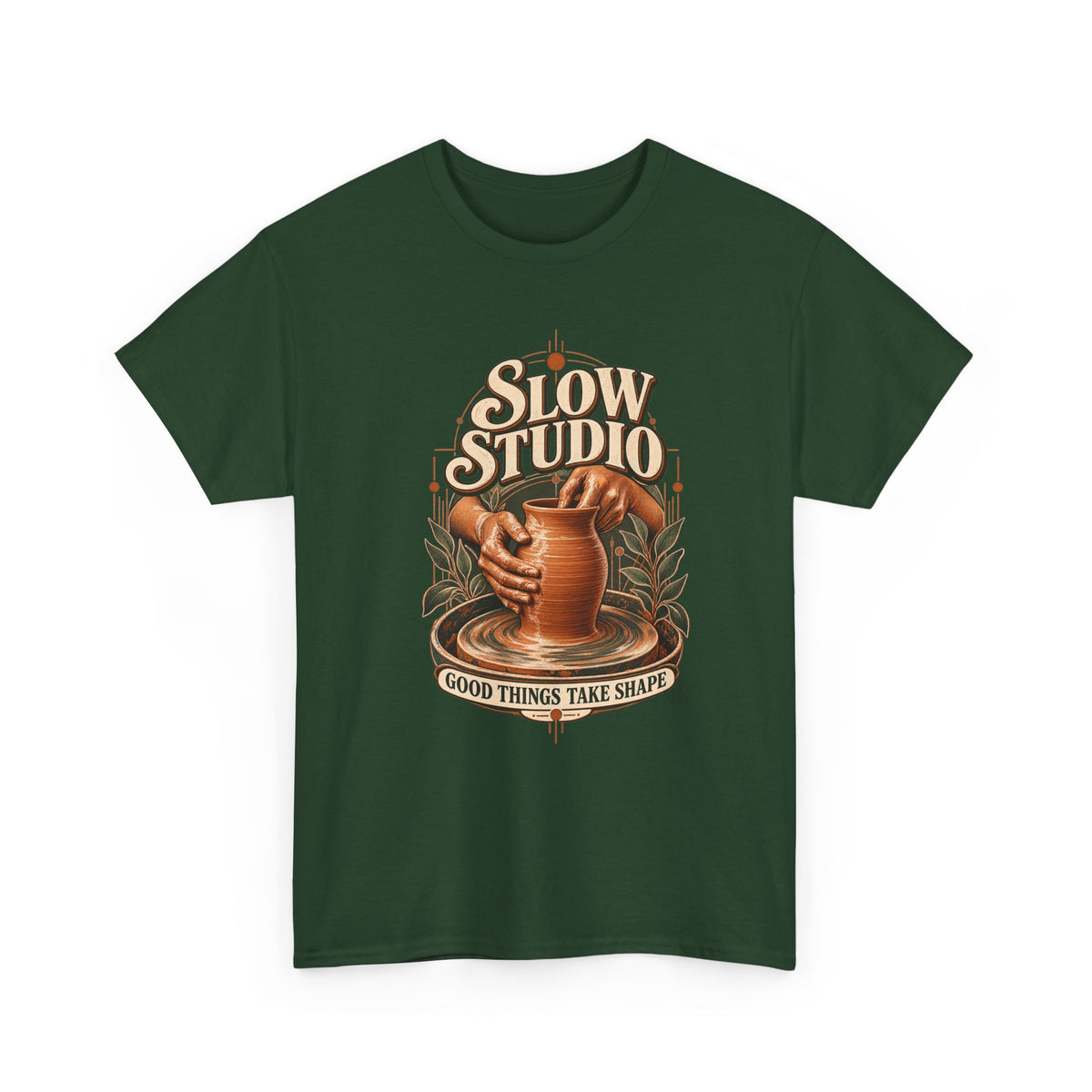 Slow Studio Pottery Wheel Graphic Tee | Good Things Take Shape | Gildan 5000