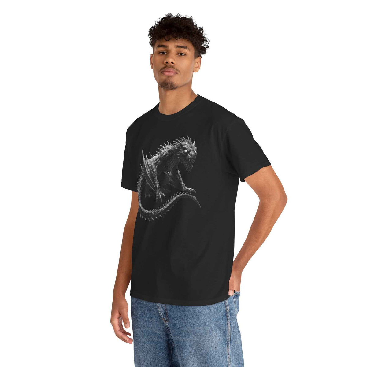 Fierce Dragon Graphic Tee - Dark Fantasy Streetwear Tee