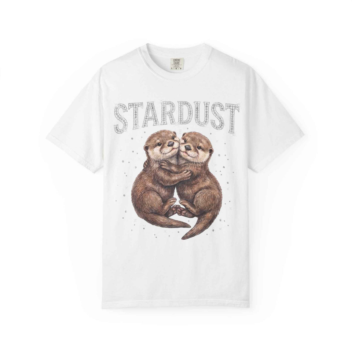 Retro Y2K Stardust Cute Otters Graphic Tee, Heavyweight Rhinestone Font