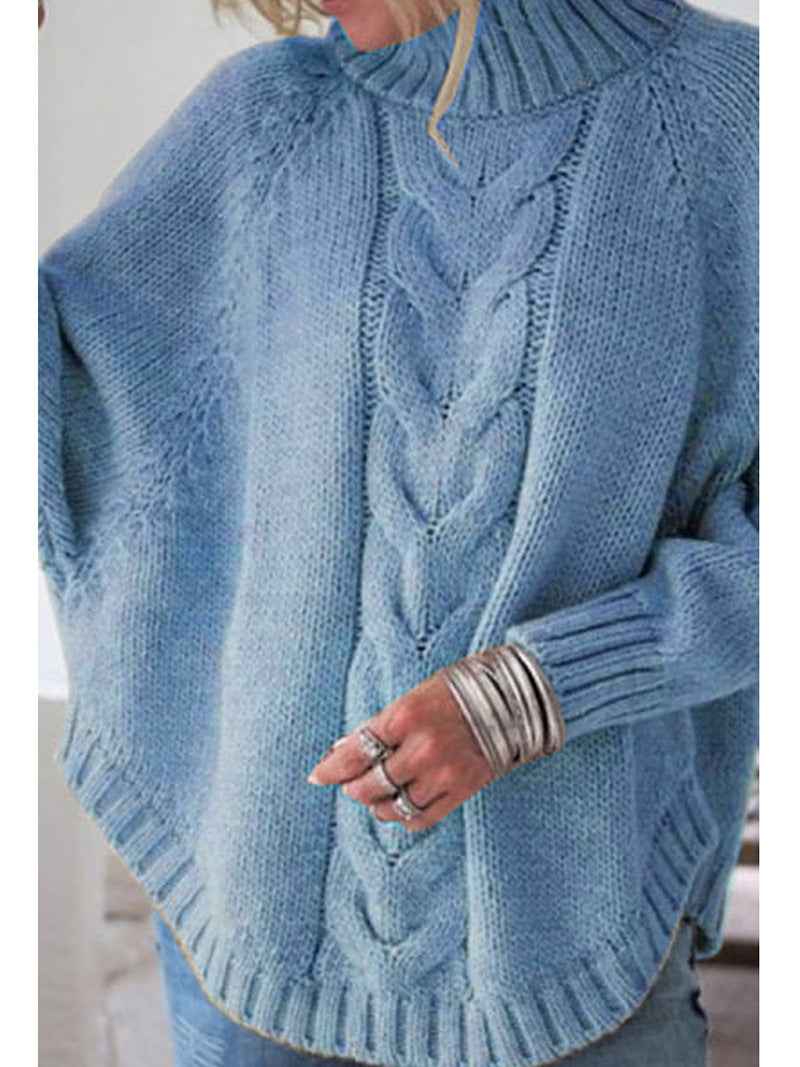 Pullover woman loose sweater - High collar, long sleeve, multiple colors
