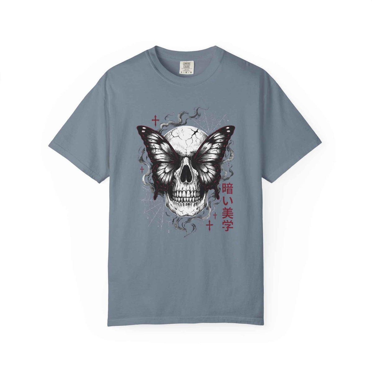 Dark Skull Butterfly Graphic Tee: Elegant & Comfortable