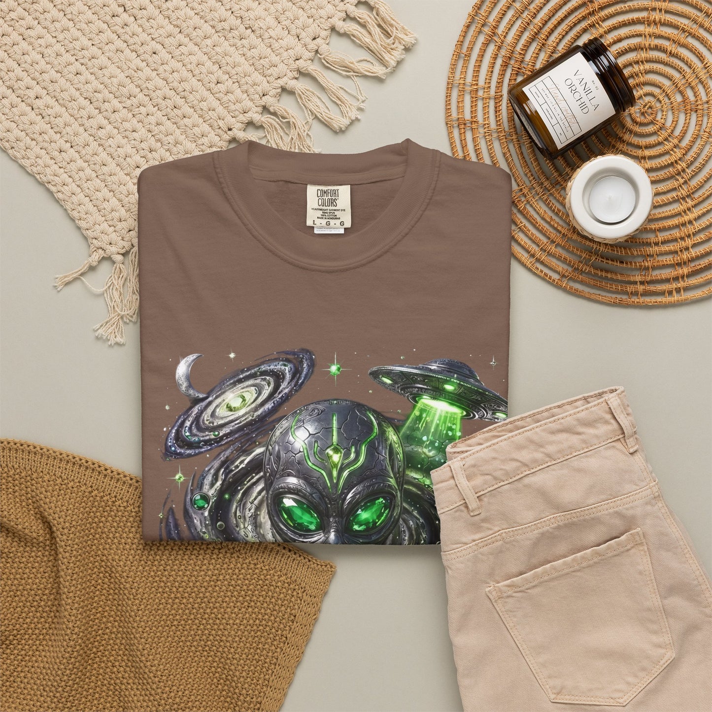 Y2K Cyberpunk Cosmic Space Monster T-Shirt Green Neon Aura Unisex Harajuku Style Streetwear Comfort Colors 1717 Graphic Tee