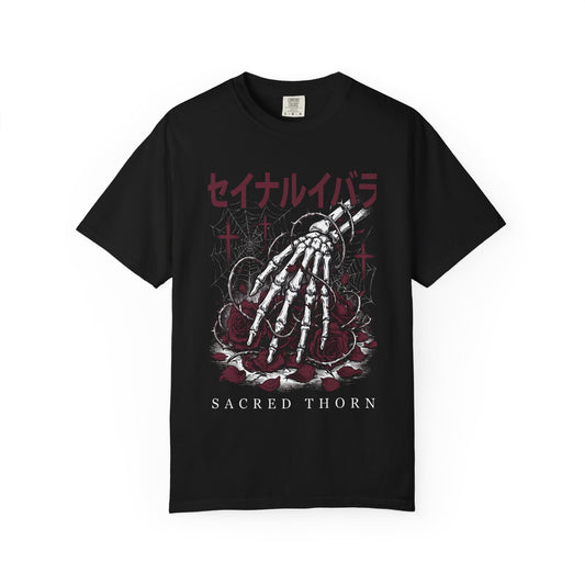 T-Shirt — Sacred Thorn Skeleton Hands Graphic Tee (セイナルイバラ)
