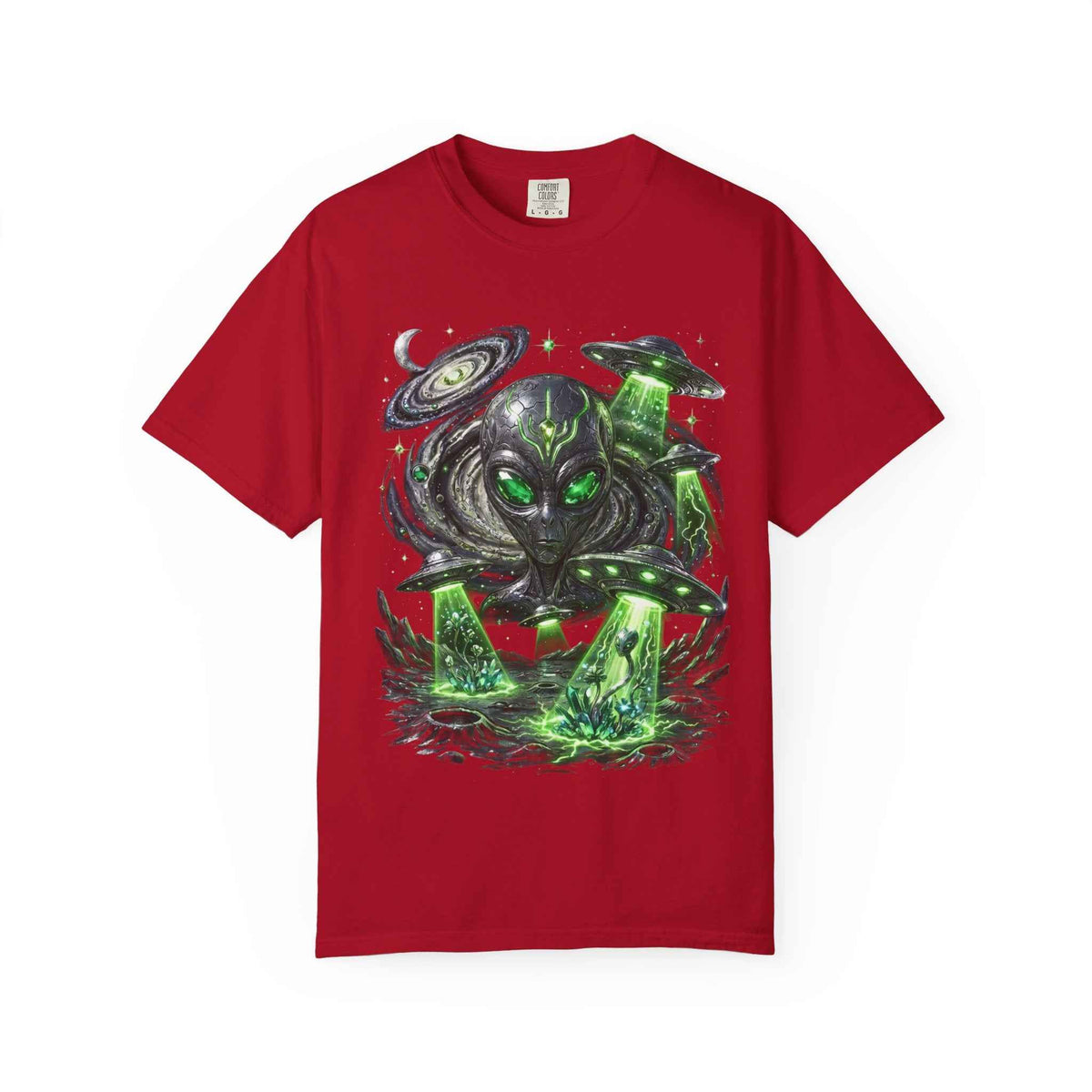 Cyberpunk Cosmic Monster Tee - Green Neon Harajuku Y2K Statement Shirt