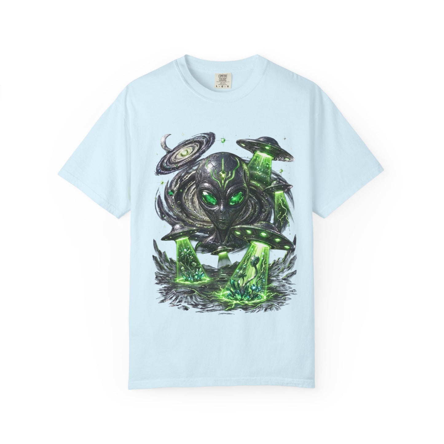Y2K Cyberpunk Cosmic Space Monster T-Shirt Green Neon Aura Unisex Harajuku Style Streetwear Comfort Colors 1717 Graphic Tee