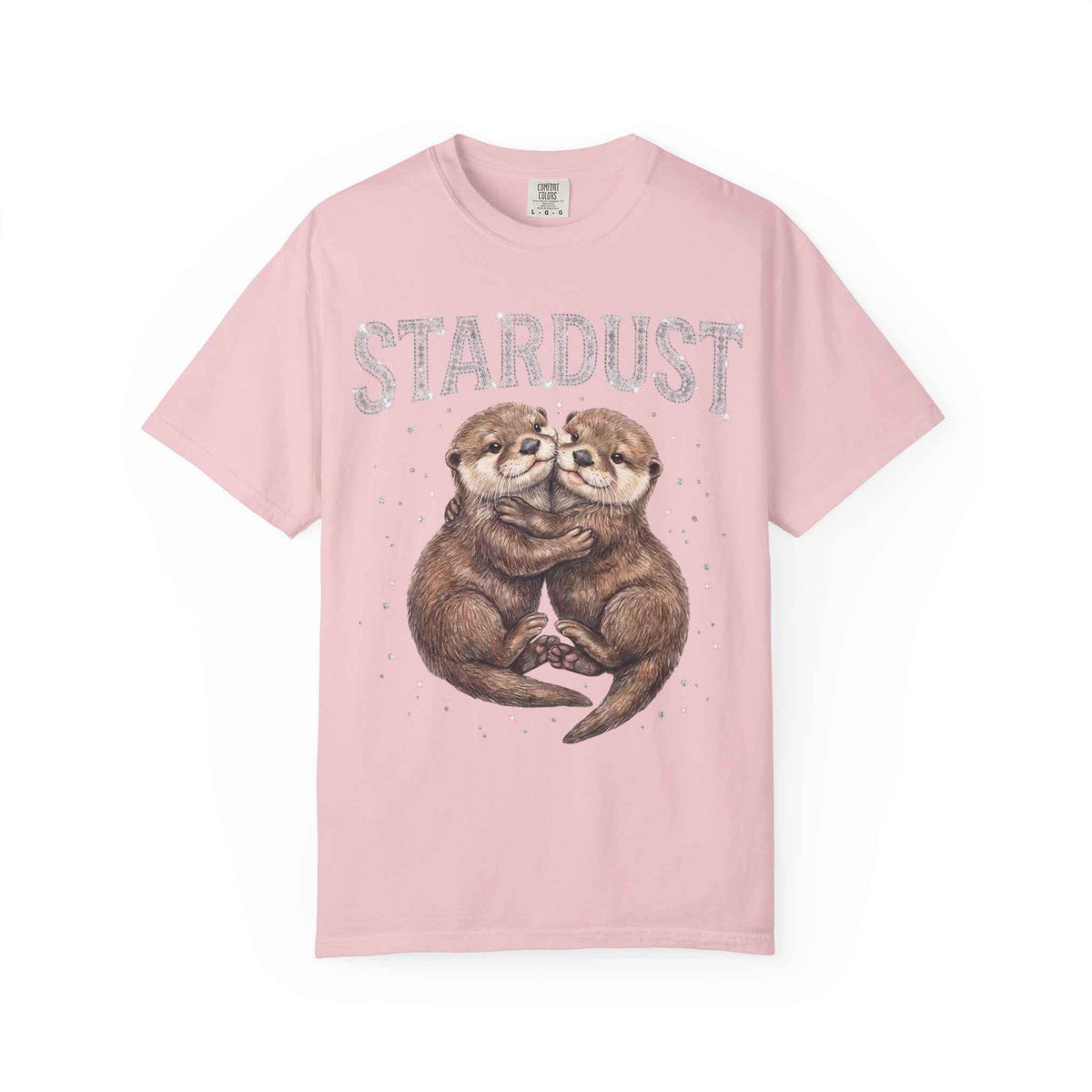 Retro Y2K Stardust Cute Otters Graphic Tee, Heavyweight Rhinestone Font