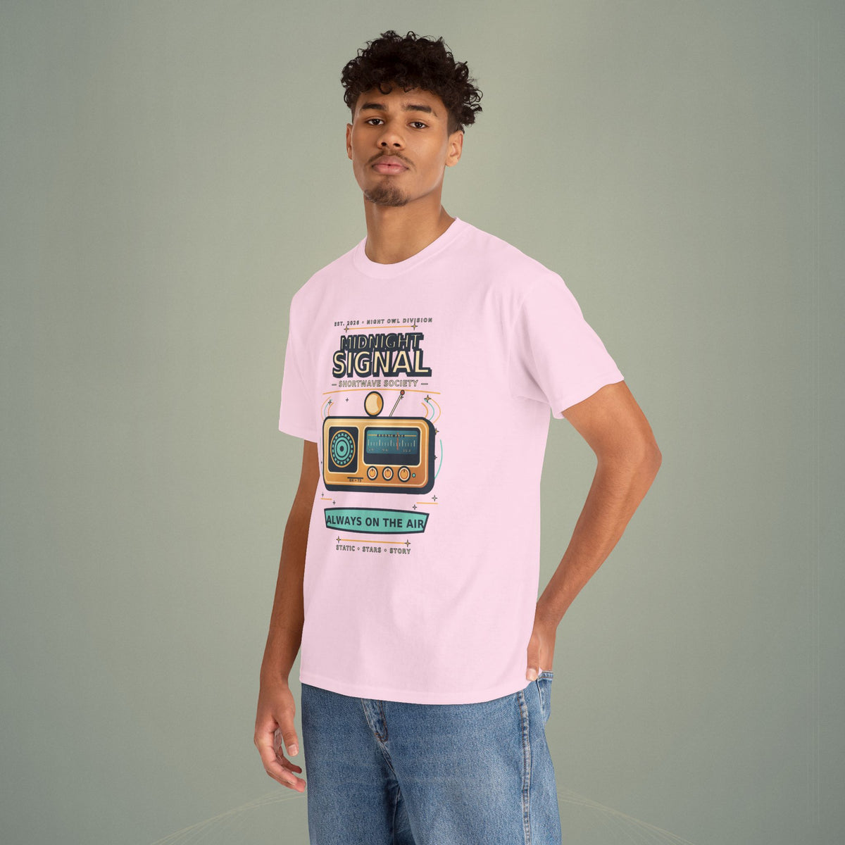 Midnight Signal Shortwave Society Tee | Vintage Ham Radio Operator Graphic Shirt | Gildan 5000