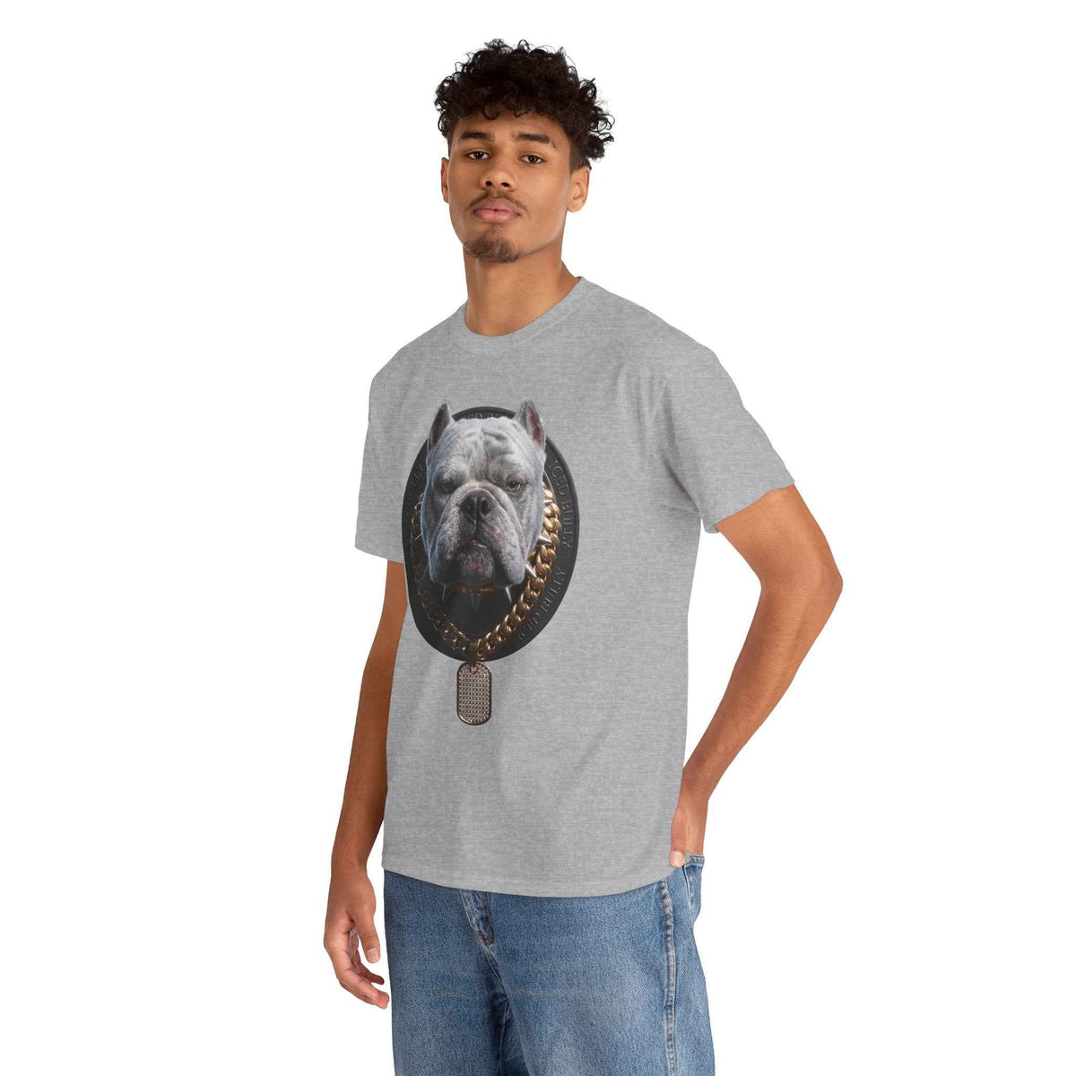 Bulldog Chain Shirt: 'Dog Tag' Graphic Tee for Dog Lovers