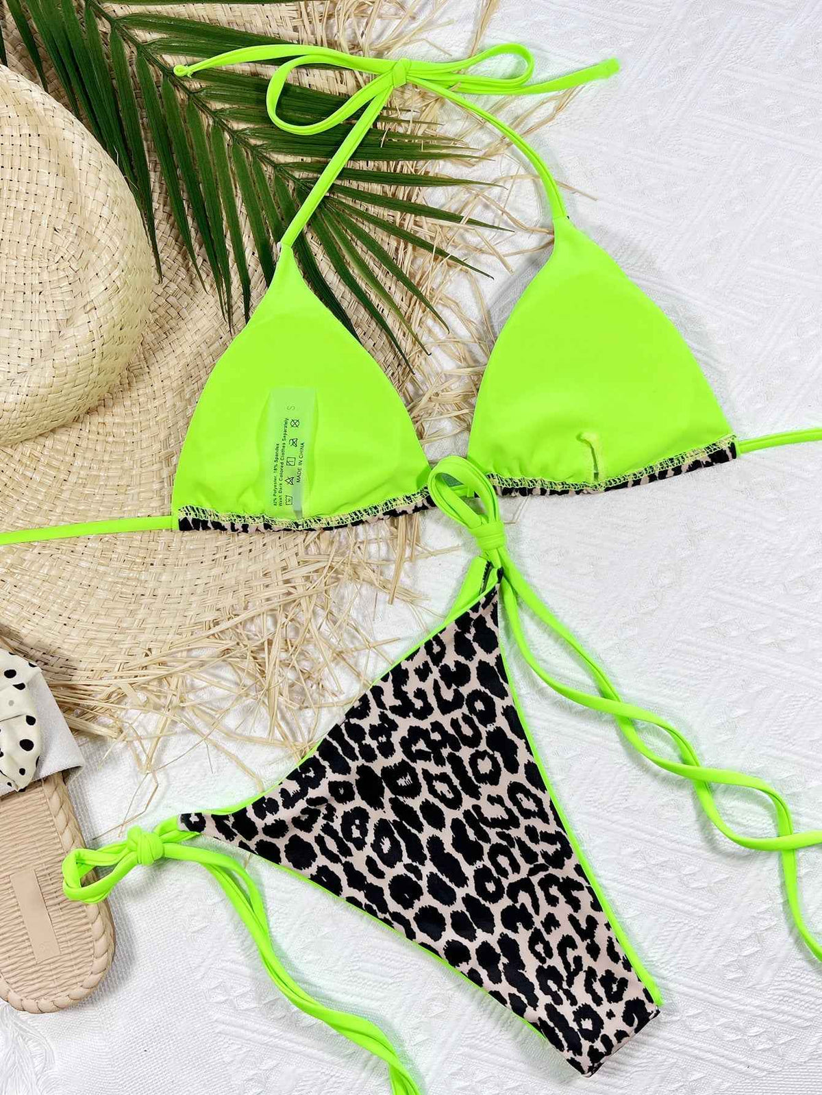 Leopard Print Halter Neck Bikini Set - Tie-In Style, Summer Ready