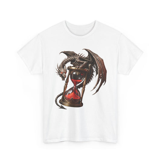 Crimson Drachen Sanduhr Grafik T-Shirt – Schweres Baumwoll Dark Fantasy Streetwear T-Shirt