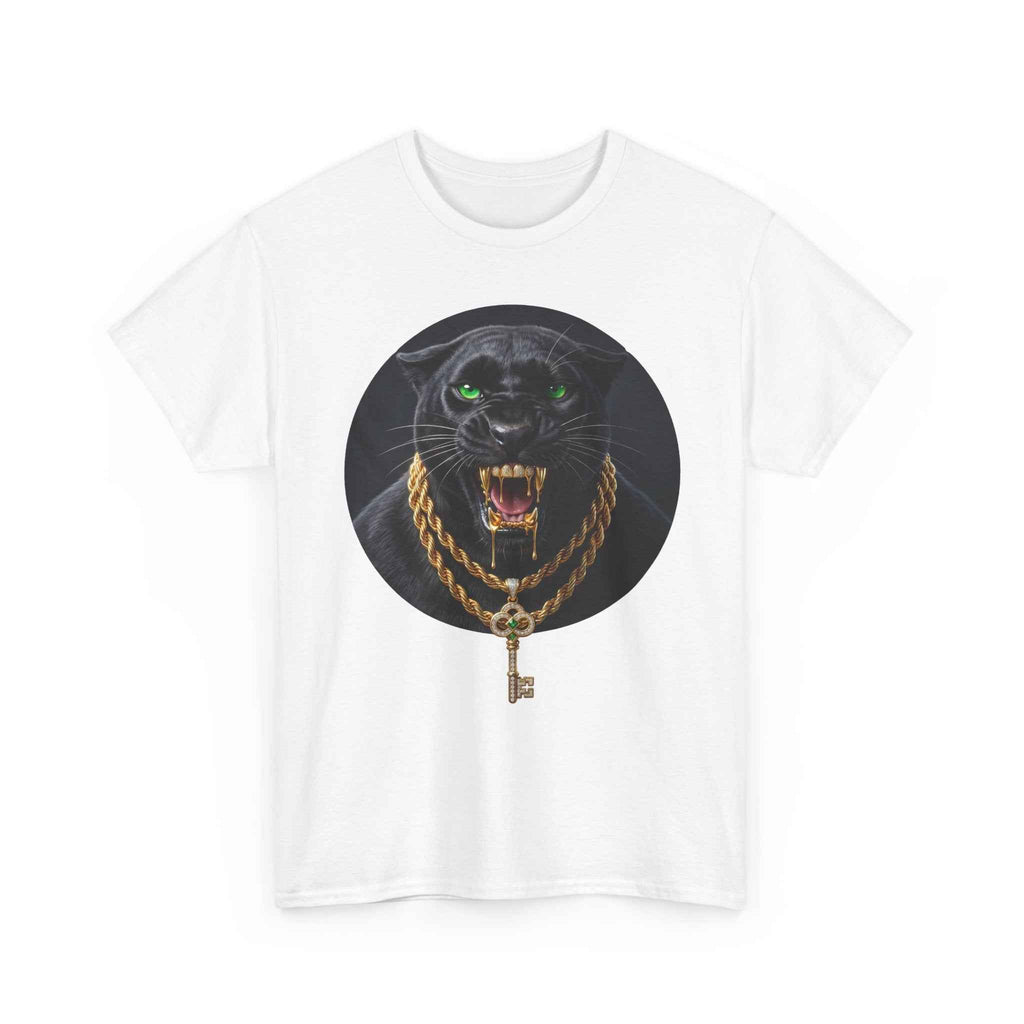 White Iced Out Panther Graphic Tee - Premium Heavy Cotton Streetwear