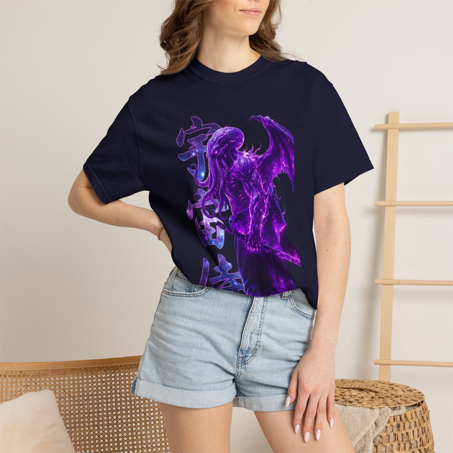 Purple Galaxy Monster Shirt Japanese Aesthetic T Shirt Cosmic Horror Graphic Tee Harajuku Streetwear Comfort Colors 1717 Apparel