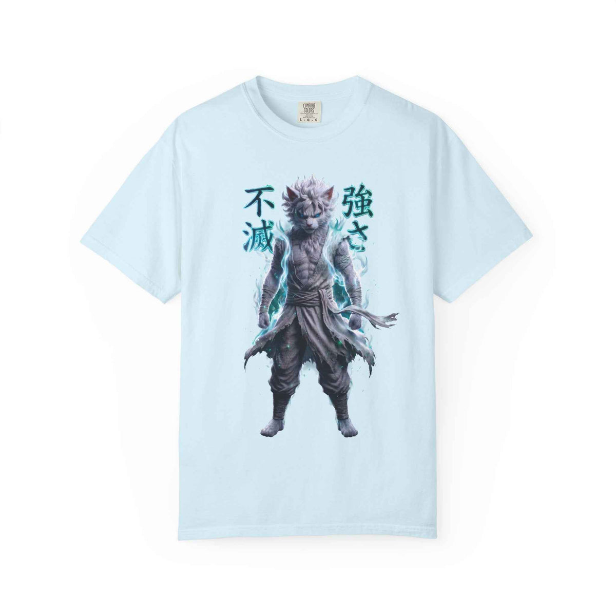 Cyberpunk Cat Warrior Graphic Tee - Harajuku Style, 100% Cotton Premium Tee