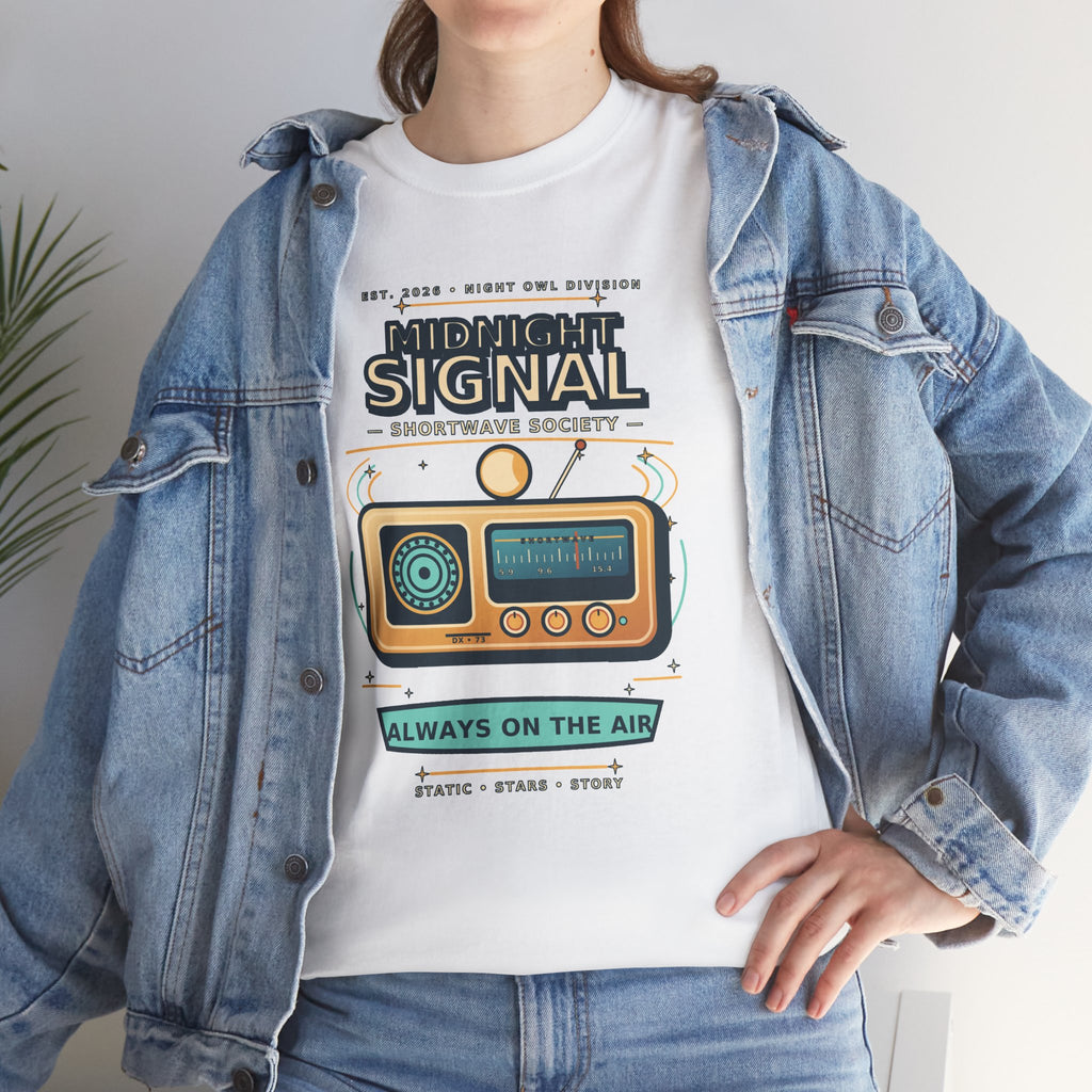 Midnight Signal Shortwave Society Tee | Vintage Ham Radio Operator Graphic Shirt | Gildan 5000