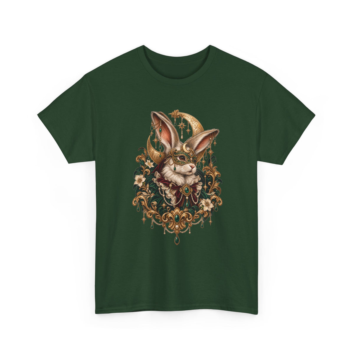 Velvet Masquerade Rabbit Graphic Tee | Gothic Baroque Bunny Shirt | Gildan 5000