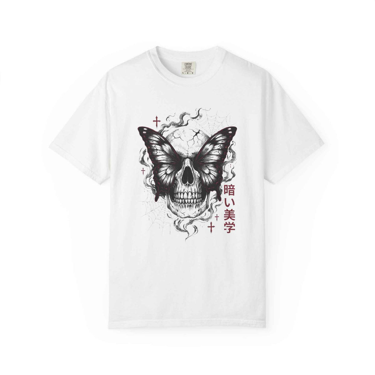 Dark Skull Butterfly Graphic Tee: Elegant & Comfortable