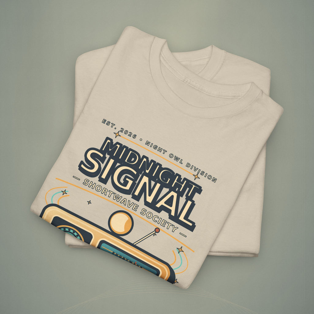 Midnight Signal Shortwave Society Tee | Vintage Ham Radio Operator Graphic Shirt | Gildan 5000