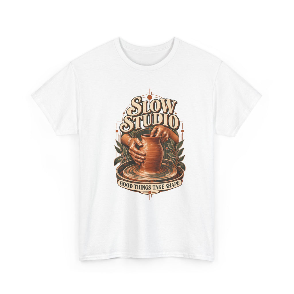 Slow Studio Pottery Wheel Graphic Tee | Good Things Take Shape | Gildan 5000