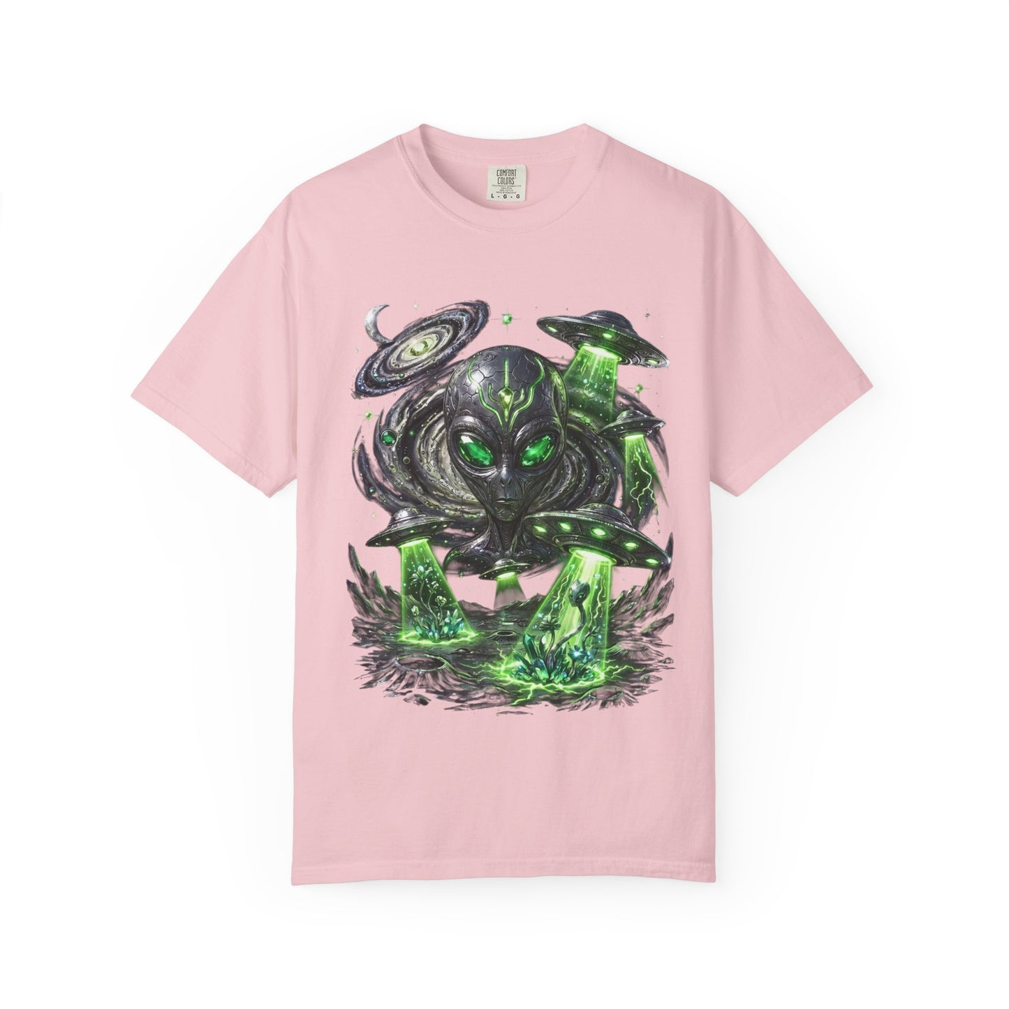 Y2K Cyberpunk Cosmic Space Monster T-Shirt Green Neon Aura Unisex Harajuku Style Streetwear Comfort Colors 1717 Graphic Tee
