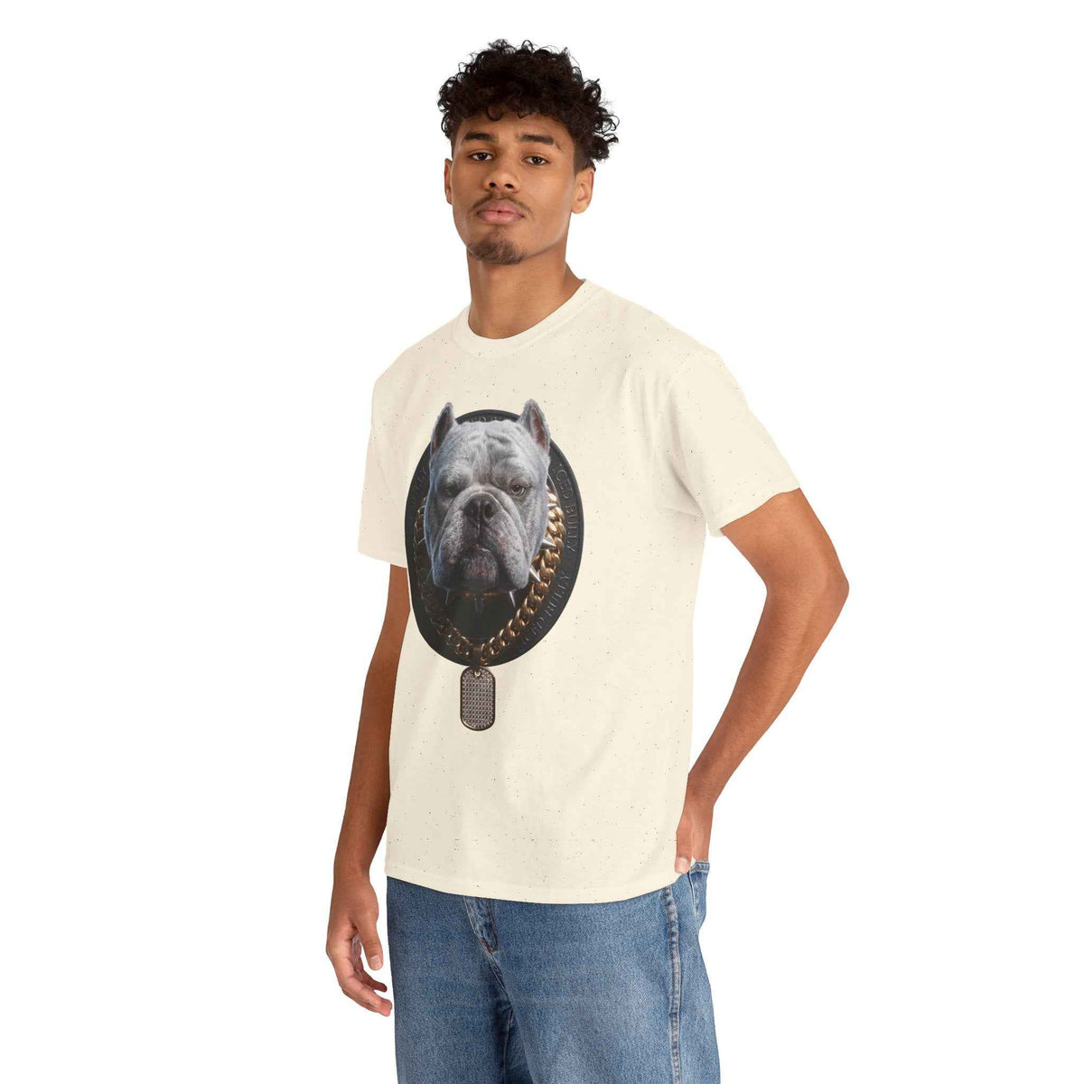 Bulldog Chain Shirt: 'Dog Tag' Graphic Tee for Dog Lovers