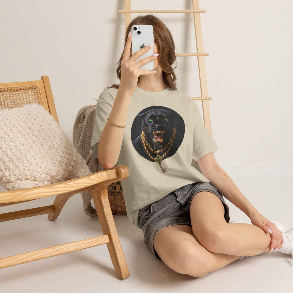 White Iced Out Panther Graphic Tee - Premium Heavy Cotton Streetwear