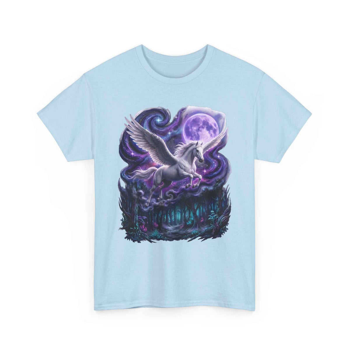 Celestial Pegasus Galaxy Moon Cotton T-Shirt - Cosmic Fantasy Graphic Tee