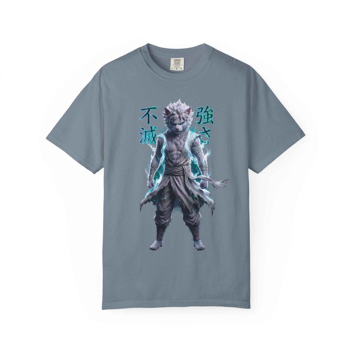 Cyberpunk Cat Warrior Graphic Tee - Harajuku Style, 100% Cotton Premium Tee