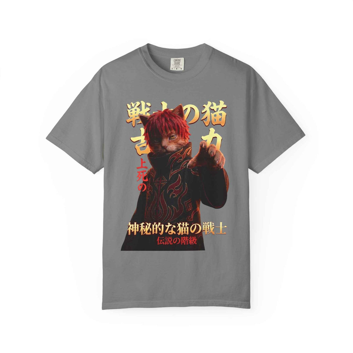 Premium Heavyweight Boxy Tee - Vintage Alternative Red Hair Cat Samurai Graphic T-Shirt | Dark Aesthetic Comfort Colors 1717