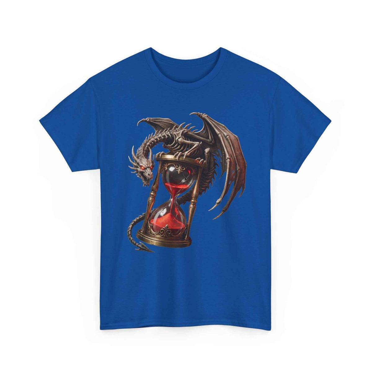 Crimson Dragon Hourglass Graphic Tee - Heavyweight Cotton Dark Fantasy Streetwear T-Shirt