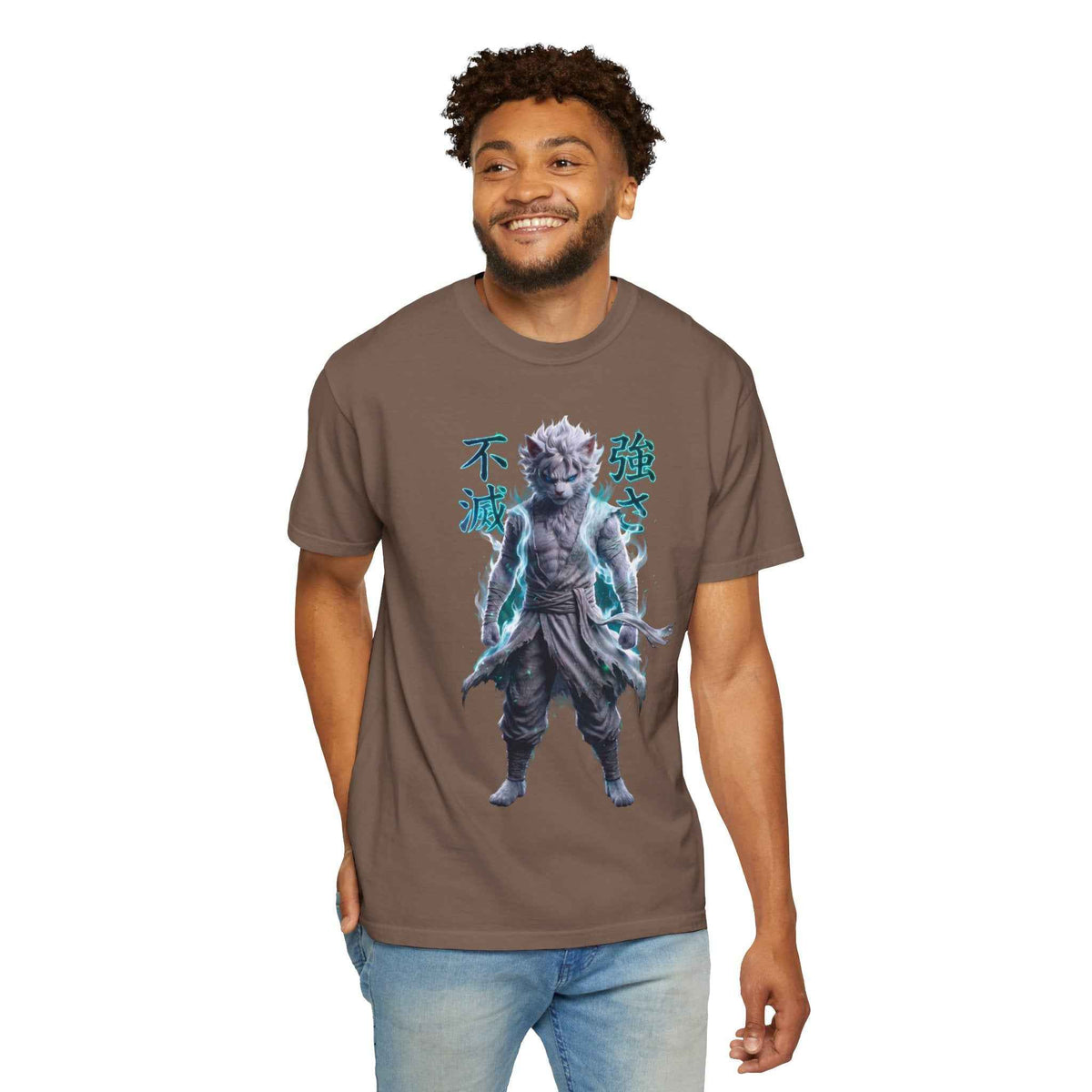 Cyberpunk Cat Warrior Graphic Tee - Harajuku Style, 100% Cotton Premium Tee