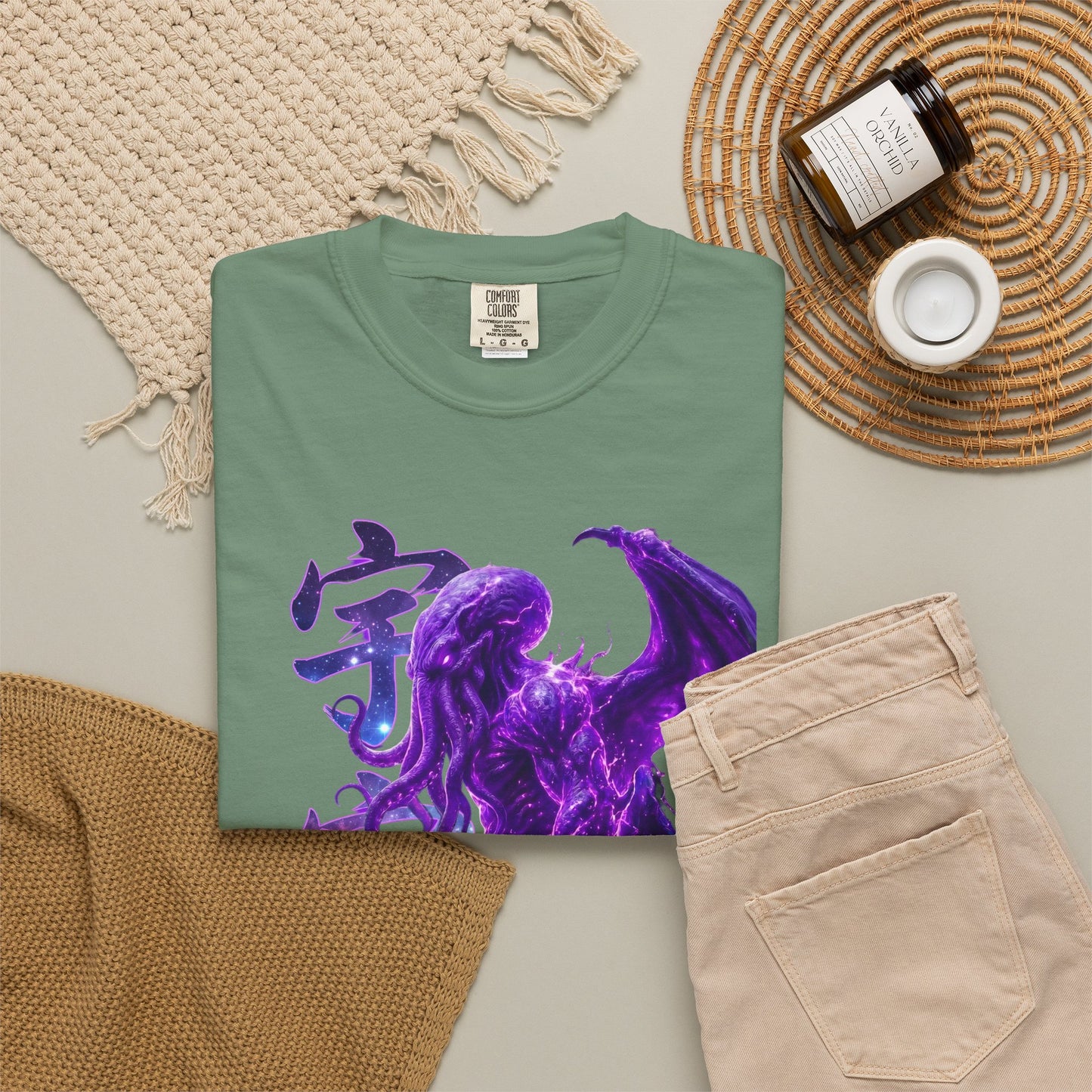 Purple Galaxy Monster Shirt Japanese Aesthetic T Shirt Cosmic Horror Graphic Tee Harajuku Streetwear Comfort Colors 1717 Apparel