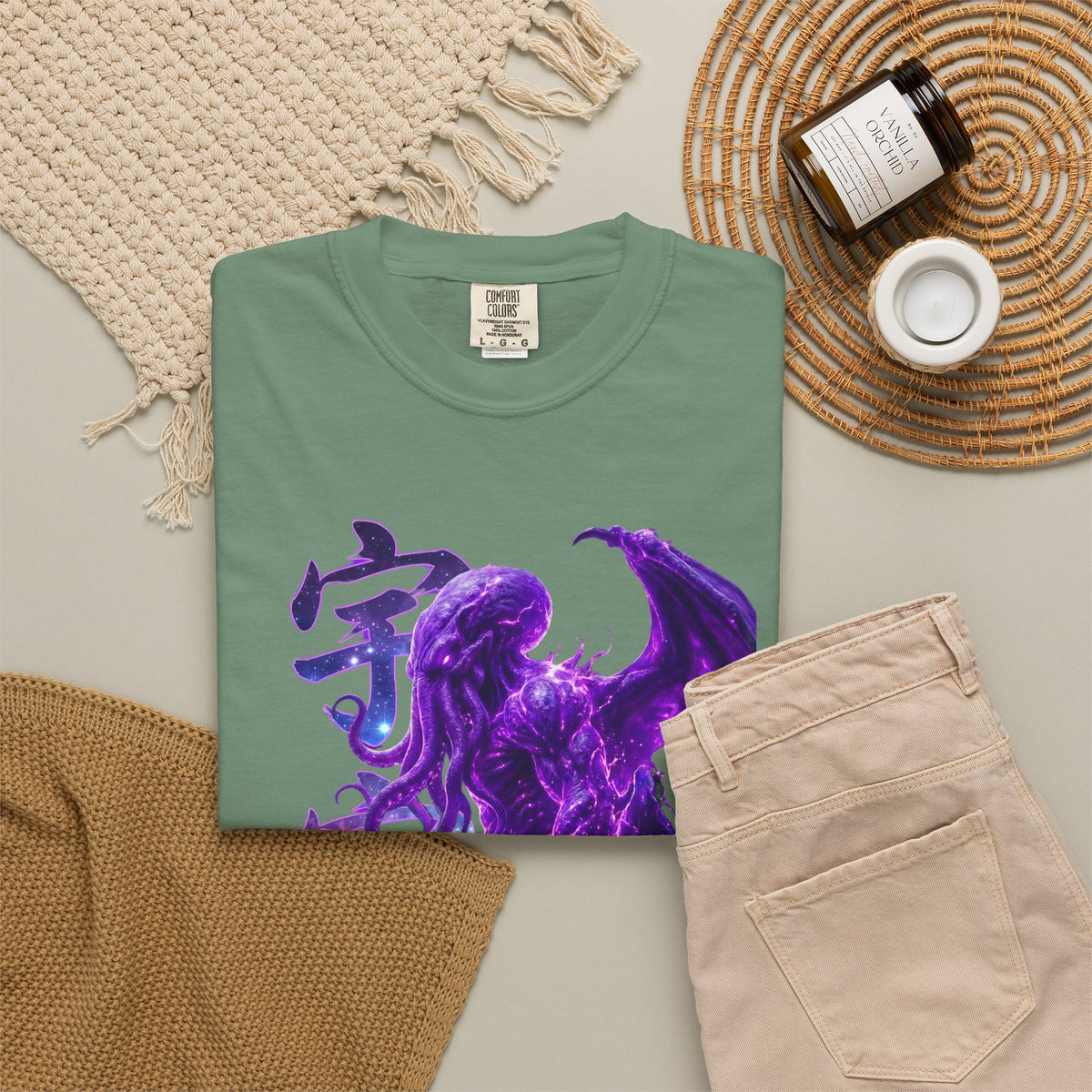 Purple Galaxy Monster Shirt Japanese Aesthetic T Shirt Cosmic Horror Graphic Tee Harajuku Streetwear Comfort Colors 1717 Apparel