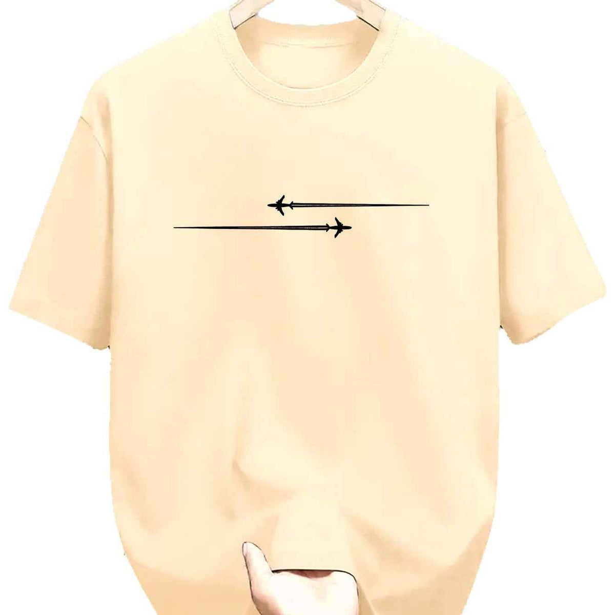 Vintage Minimalist Airplane Graphic Tee: Loose Fit Streetwear Classic