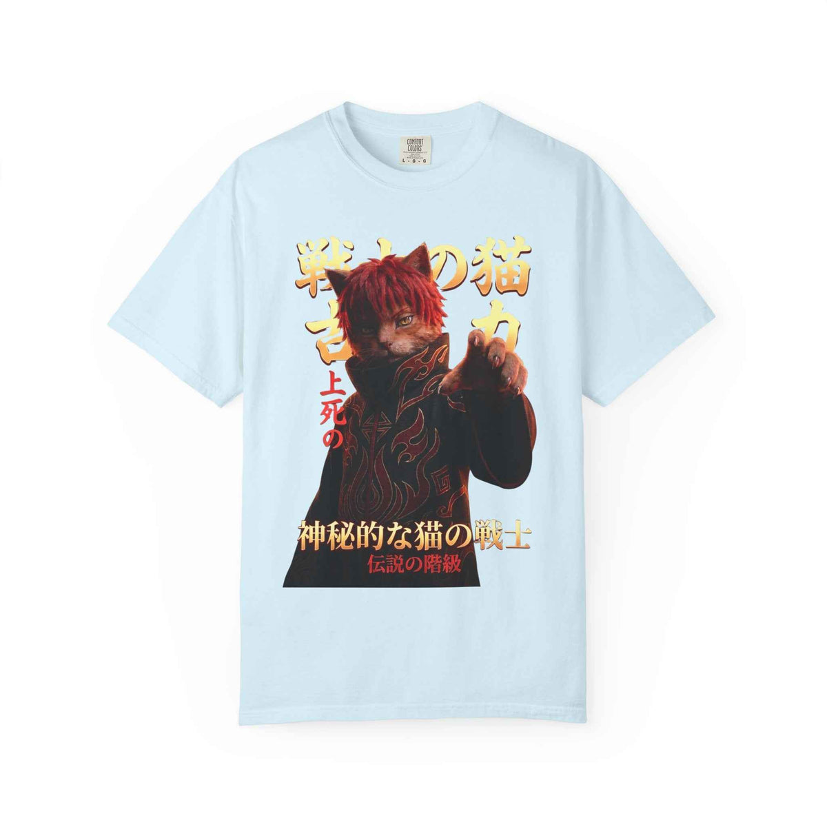 Premium Heavyweight Boxy Tee - Vintage Alternative Red Hair Cat Samurai Graphic T-Shirt | Dark Aesthetic Comfort Colors 1717