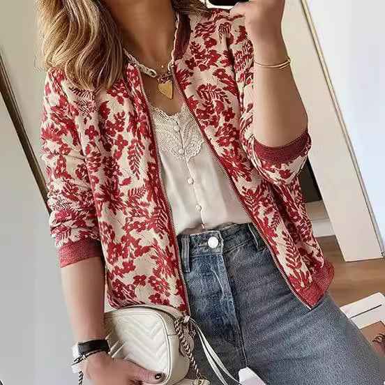 Women's Jacket Zipper Casual Bomber Jacket Coat Stand Collar Short Clothes