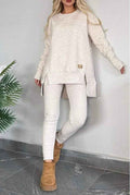 Slit Detail Two-Piece Suit: Elegant Top & Matching Trouser Set