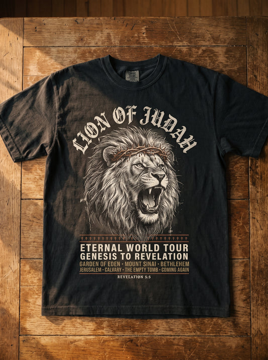 Vintage Lion of Judah Christian Tour Shirt - Heavyweight Comfort Colors Tee