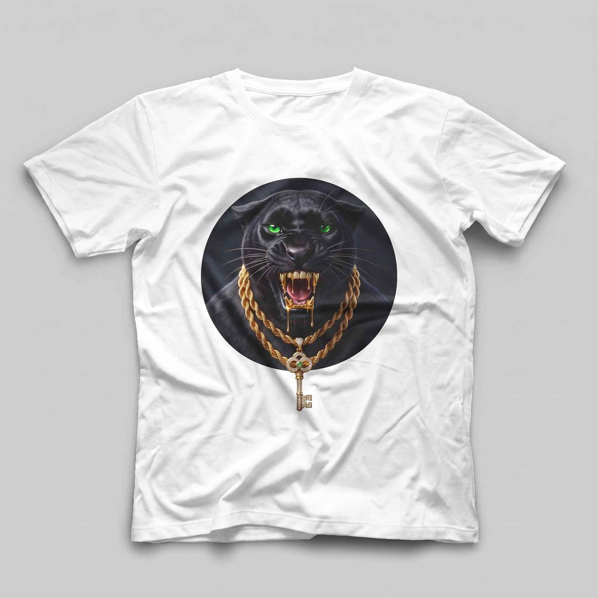 White Iced Out Panther Graphic Tee - Premium Heavy Cotton Streetwear