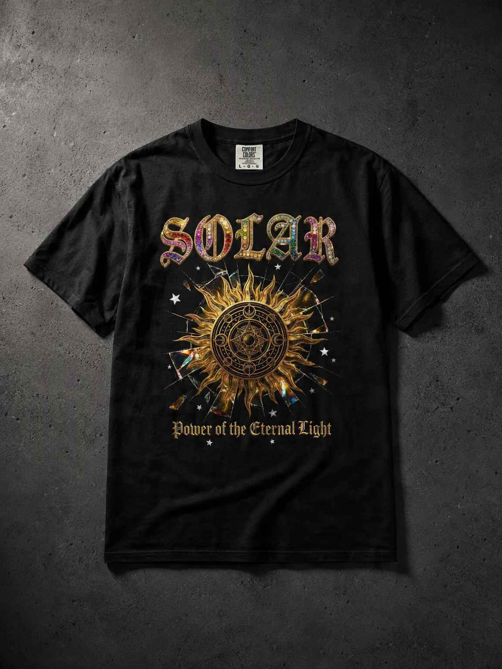 Vintage Sun Print Graphic T-Shirt - Retro Solar Symbol Design