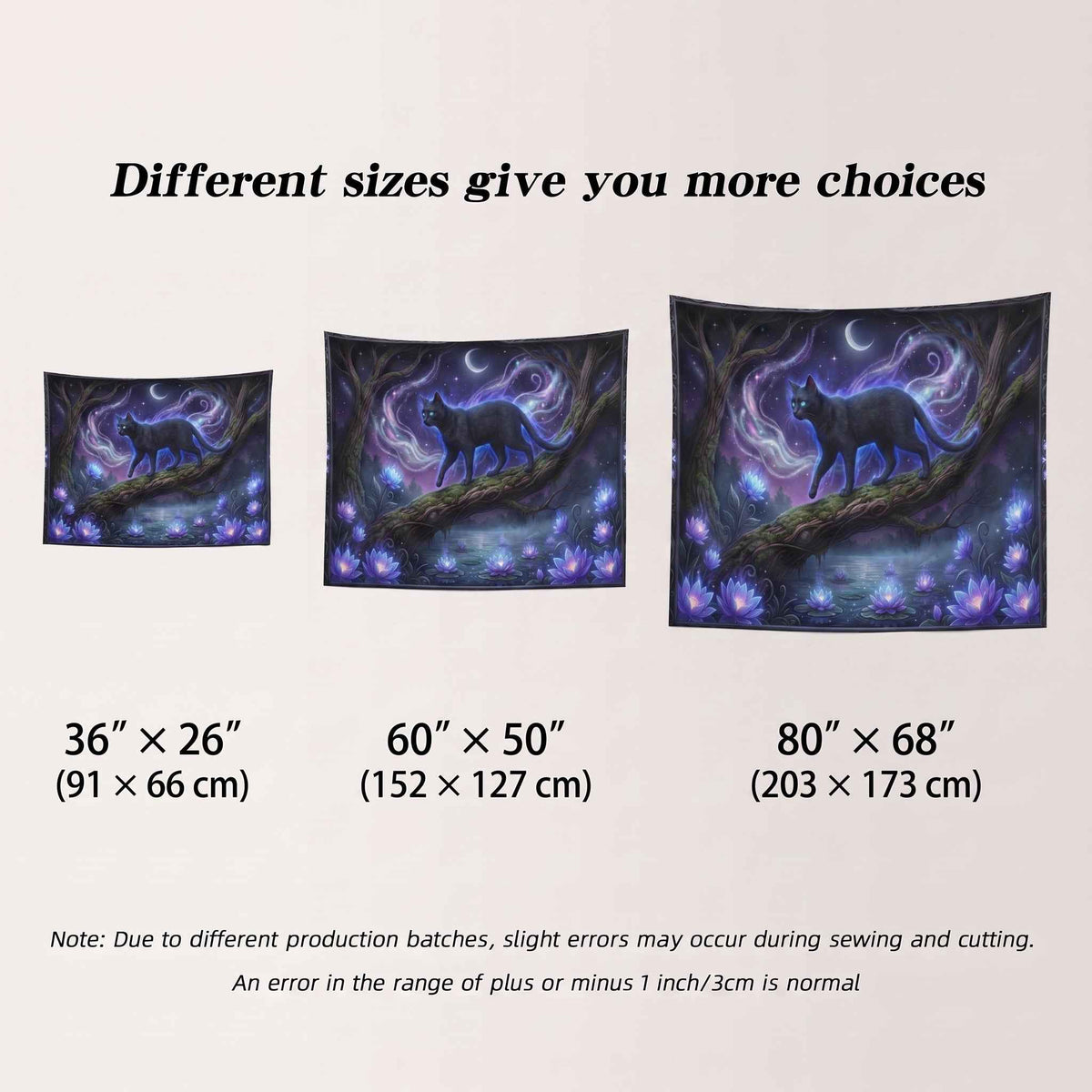 Astral Black Cat Decor Fabric - Dark Academia Style