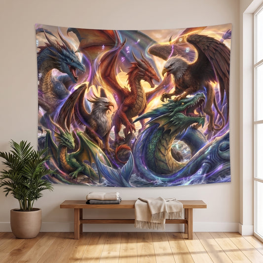 Fantasy-Drachen-Wandteppich, große Wandkunst für Gaming-Setup, ästhetische Wohnheim-Deko, Schlafzimmer-Wandkunst, Einweihungsgeschenk