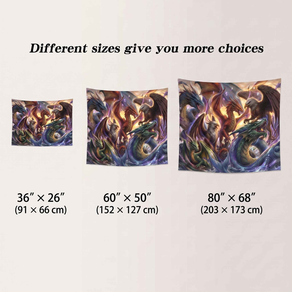 Epic Fantasy Dragon Tapestry Wall Hanging - Dorm Room Decor Gift