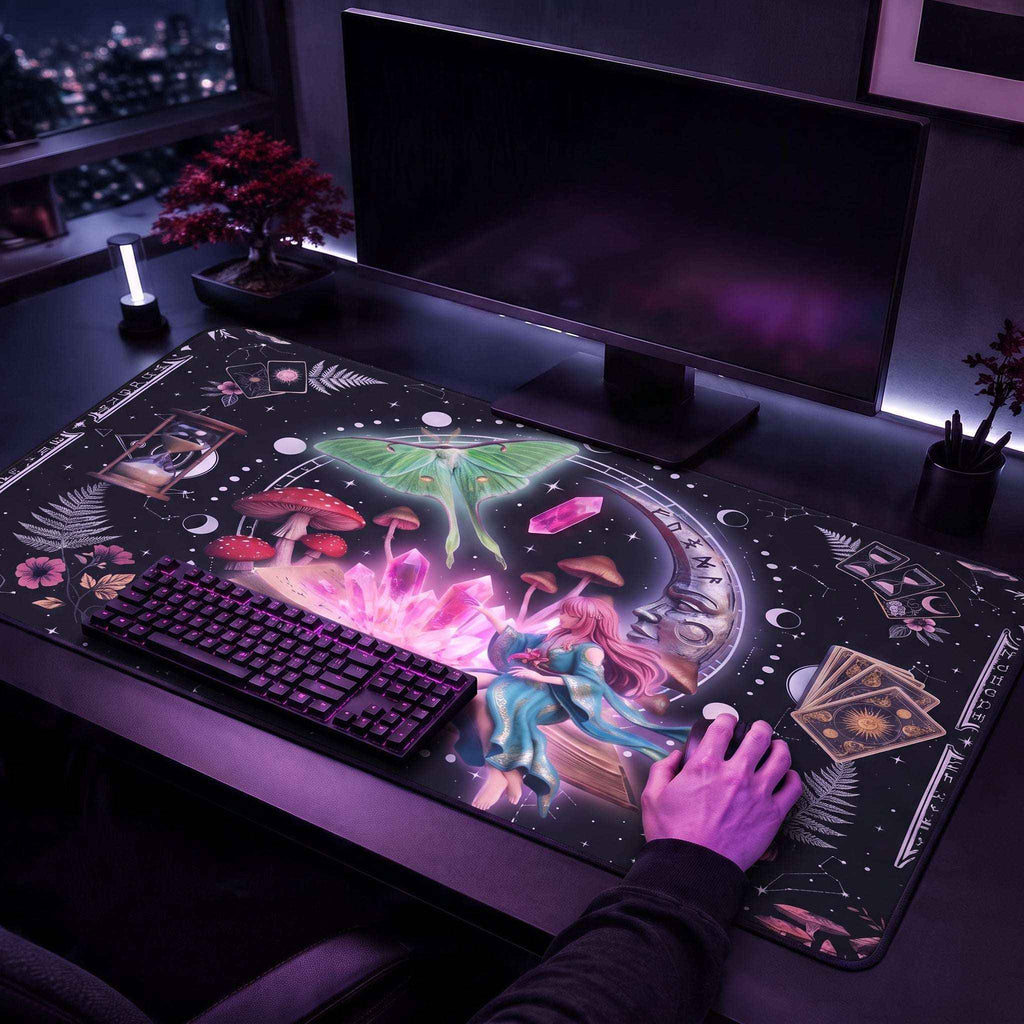 Whimsigoth Celestial Fairy Keyboard Mat - Desk Pad, Organizer Decor