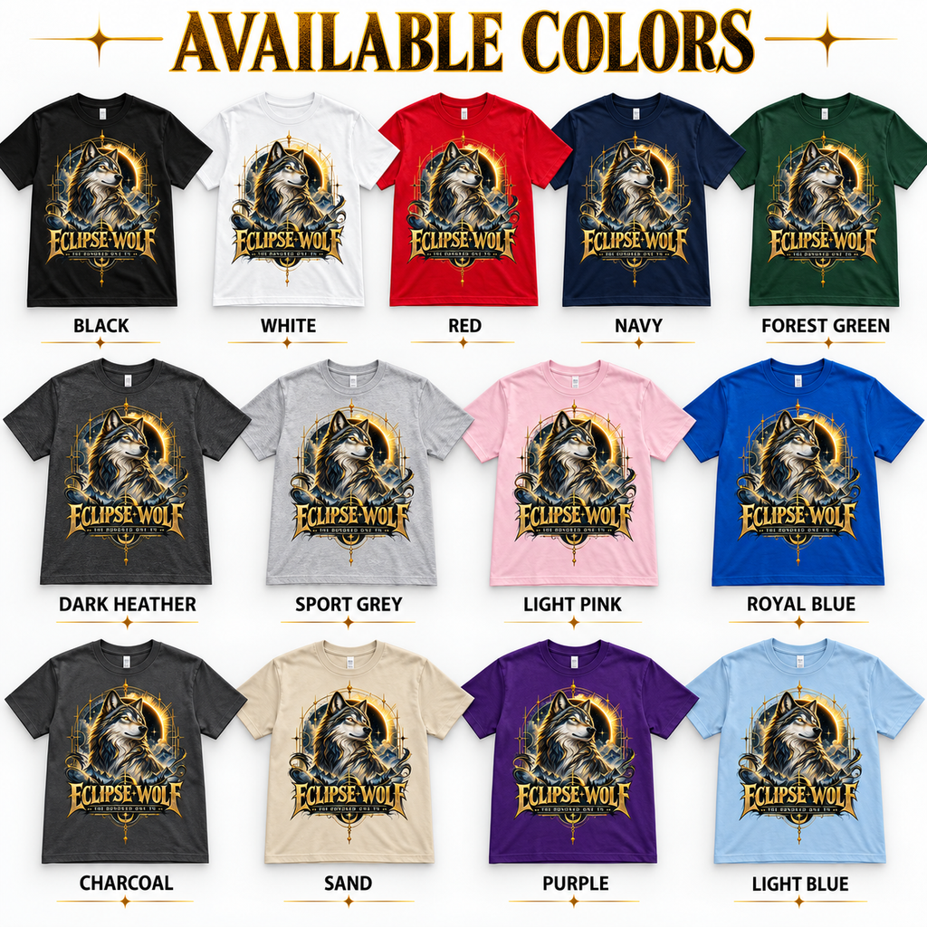 Eclipse Wolf Graphic Tee | Celestial Wolf Streetwear | Gildan 5000