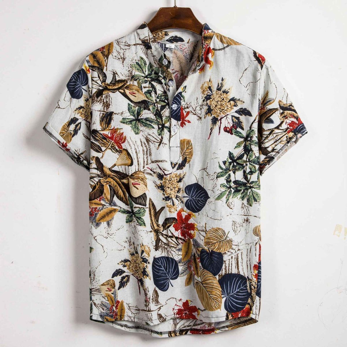 Vintage Floral Linen Shirt: Lightweight Button-Up Urban Casual