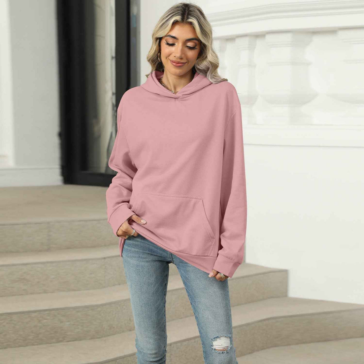 Women's Casual Hooded Sweatshirt with Pockets - Loose Fit Comfort & Style