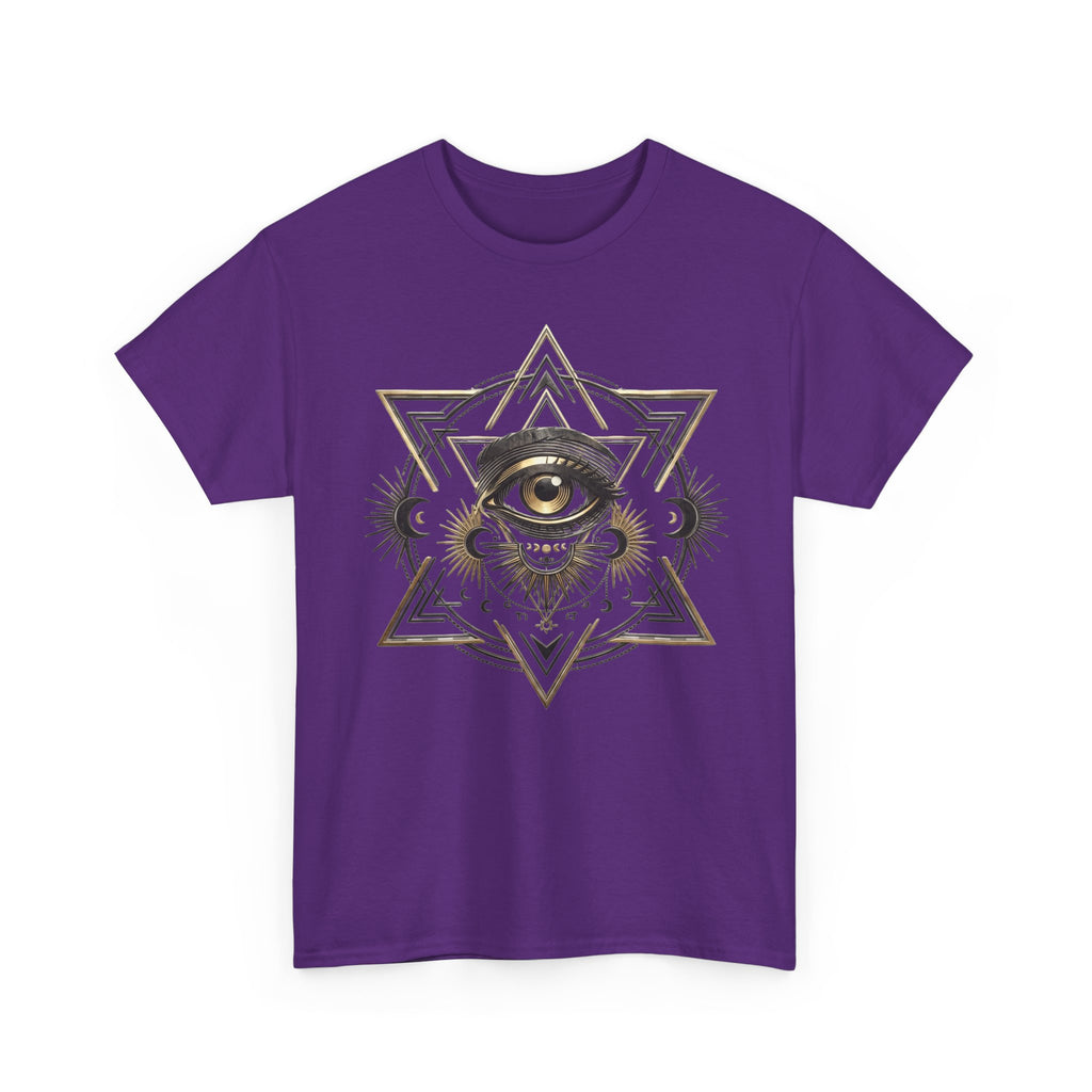T-Shirt mit mystischem Auge und heiliger Geometrie – Schwerer Baumwoll-Streetwear