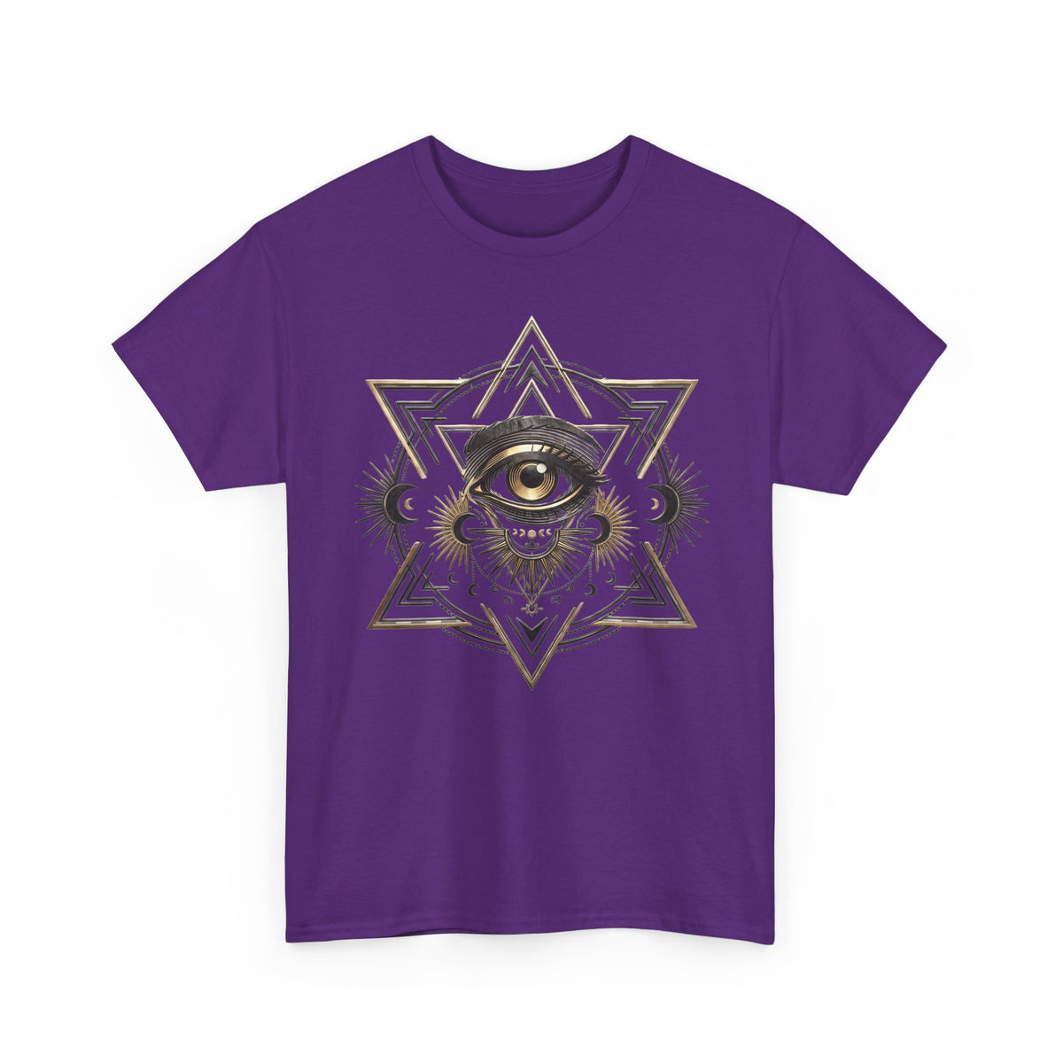 T-Shirt mit mystischem Auge und heiliger Geometrie – Schwerer Baumwoll-Streetwear